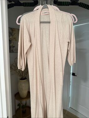 Women's Lightweight Open-Front Robe Cardigan in Light Pink